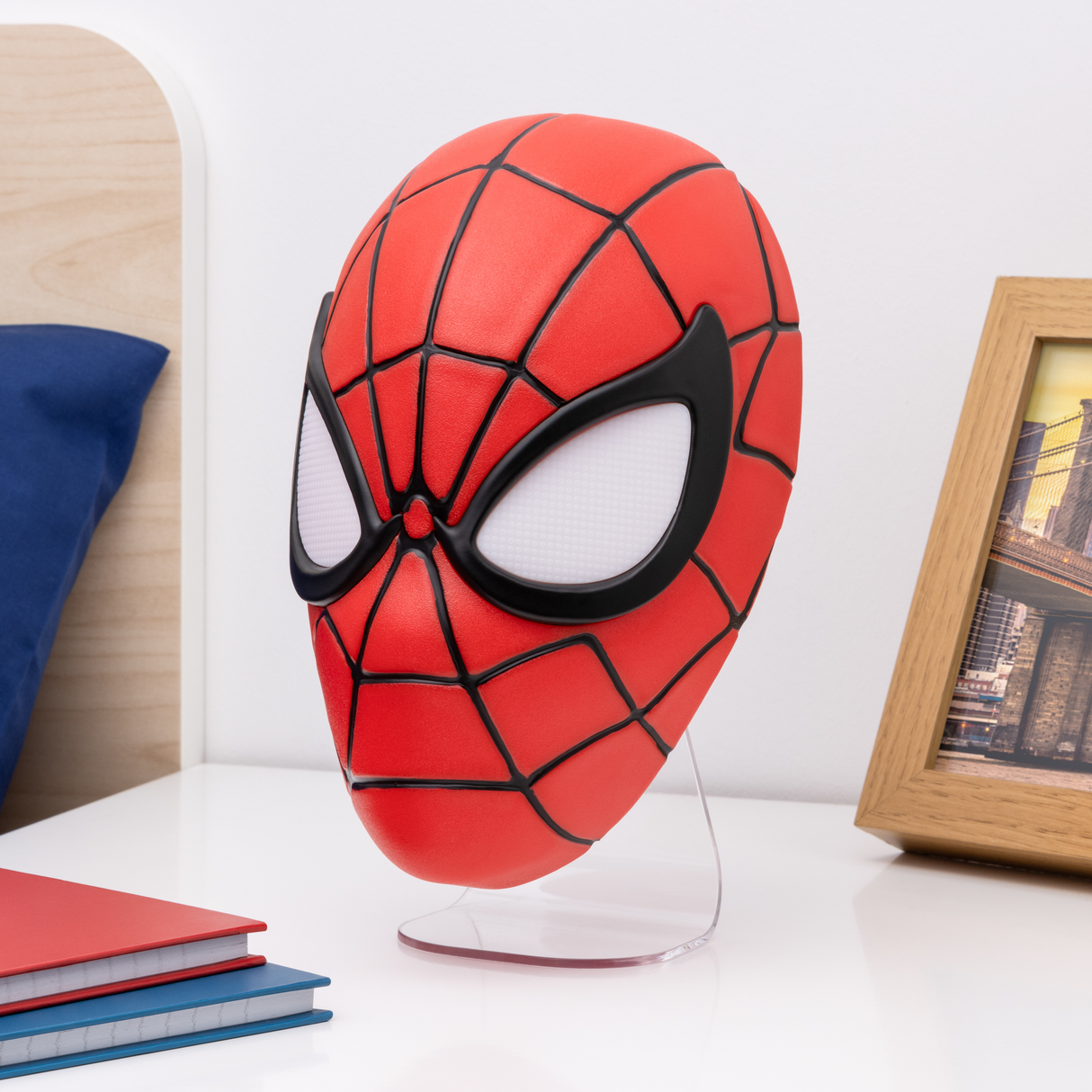 Lampa 3D model Spiderman decoratiune luminoasa LED USB 22cm forma Masca licenta oficiala Marvel - Lampa