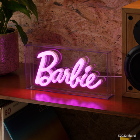 Lampa decorativa model Barbie de veghe noptiera birou sau gaming semn luminos LED NEON forma logo licenta Mattel - Lampa