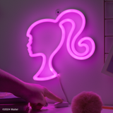 Lampa decorativa model cap Barbie de veghe noptiera birou sau gaming semn luminos LED NEON forma cap papusa inaltime