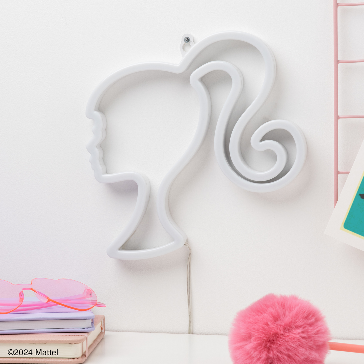Lampa decorativa model cap Barbie de veghe noptiera birou sau gaming semn luminos LED NEON forma cap papusa inaltime