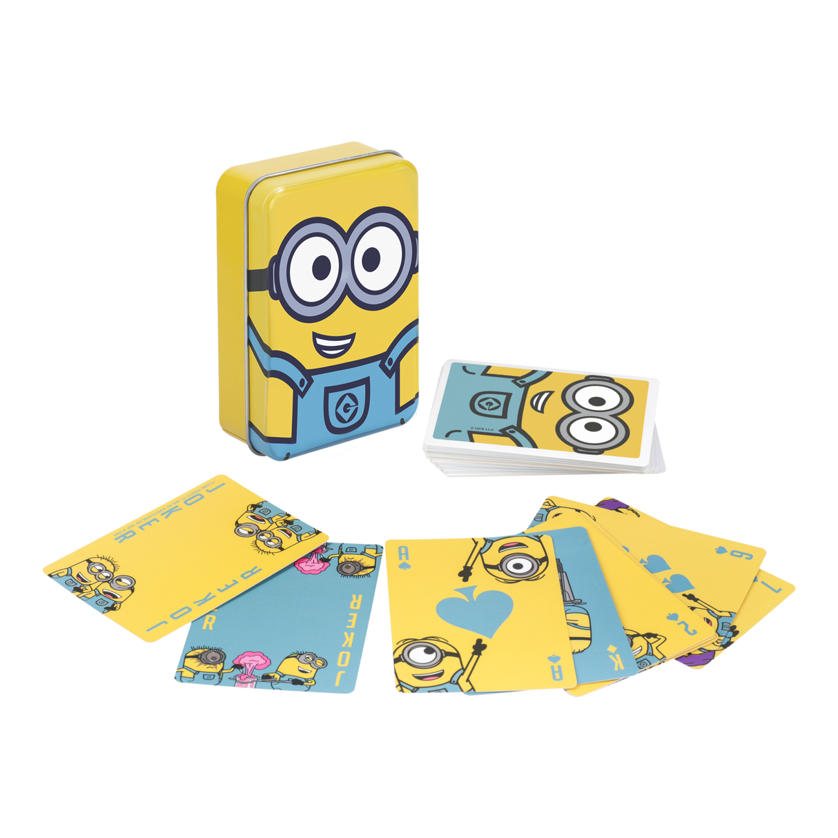 Carti de joc model Minions 52 + 2 cutie metalica multicolor licenta oficiala Illumination - Joc de carti