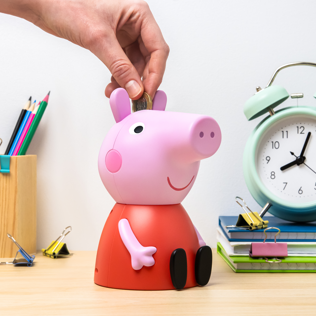 Pusculita interactiva model Peppa Pig forma figurina 3D inaltime 16cm 5 sunete licenta oficiala Hasbro - Pusculita
