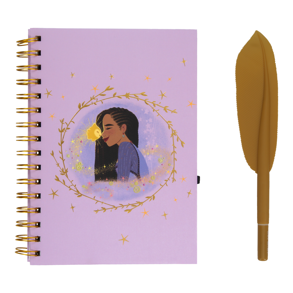 Set Agenda cu pix model Wish marime A5 include si pix in forma de pana legare tip spirala licenta oficiala Disney