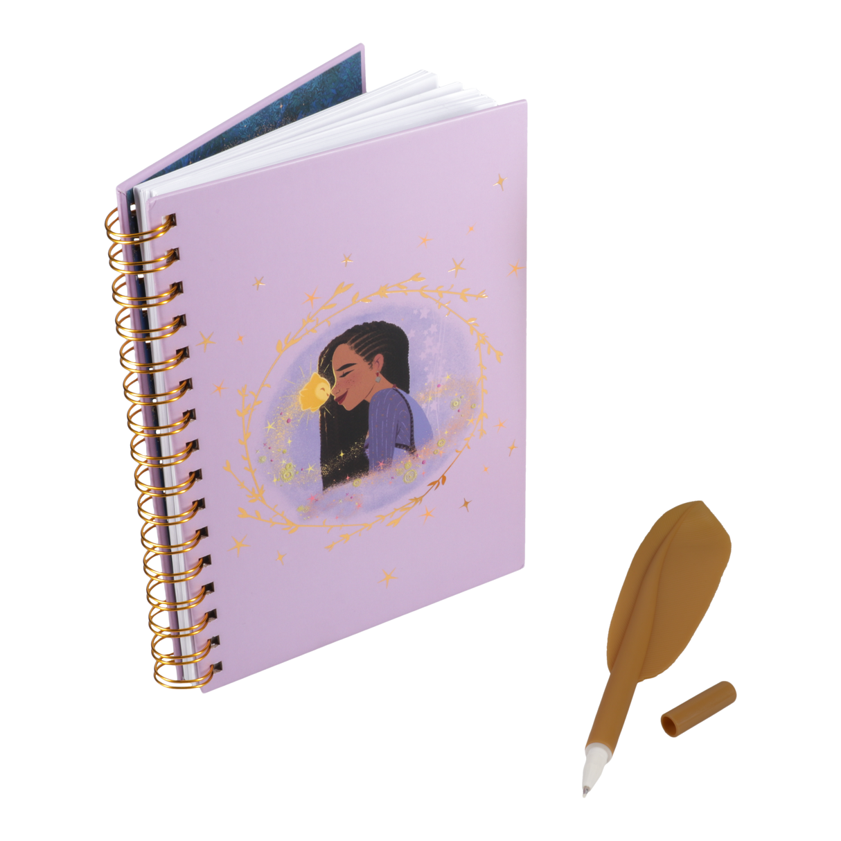 Set Agenda cu pix model Wish marime A5 include si pix in forma de pana legare tip spirala licenta oficiala Disney