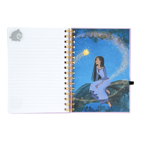 Set Agenda cu pix model Wish marime A5 include si pix in forma de pana legare tip spirala licenta oficiala Disney