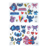 Set Stickere decorative model Stitch & Angel autocolante pufoase cu efect 3D 2 coli - 37 buc licenta oficiala Disney