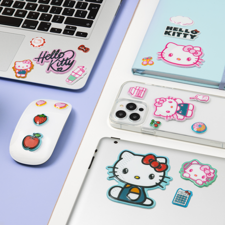 Set Stickere decorative model Hello Kitty autocolante pufoase cu efect 3D adeziv non-toxic 32 buc licenta oficiala