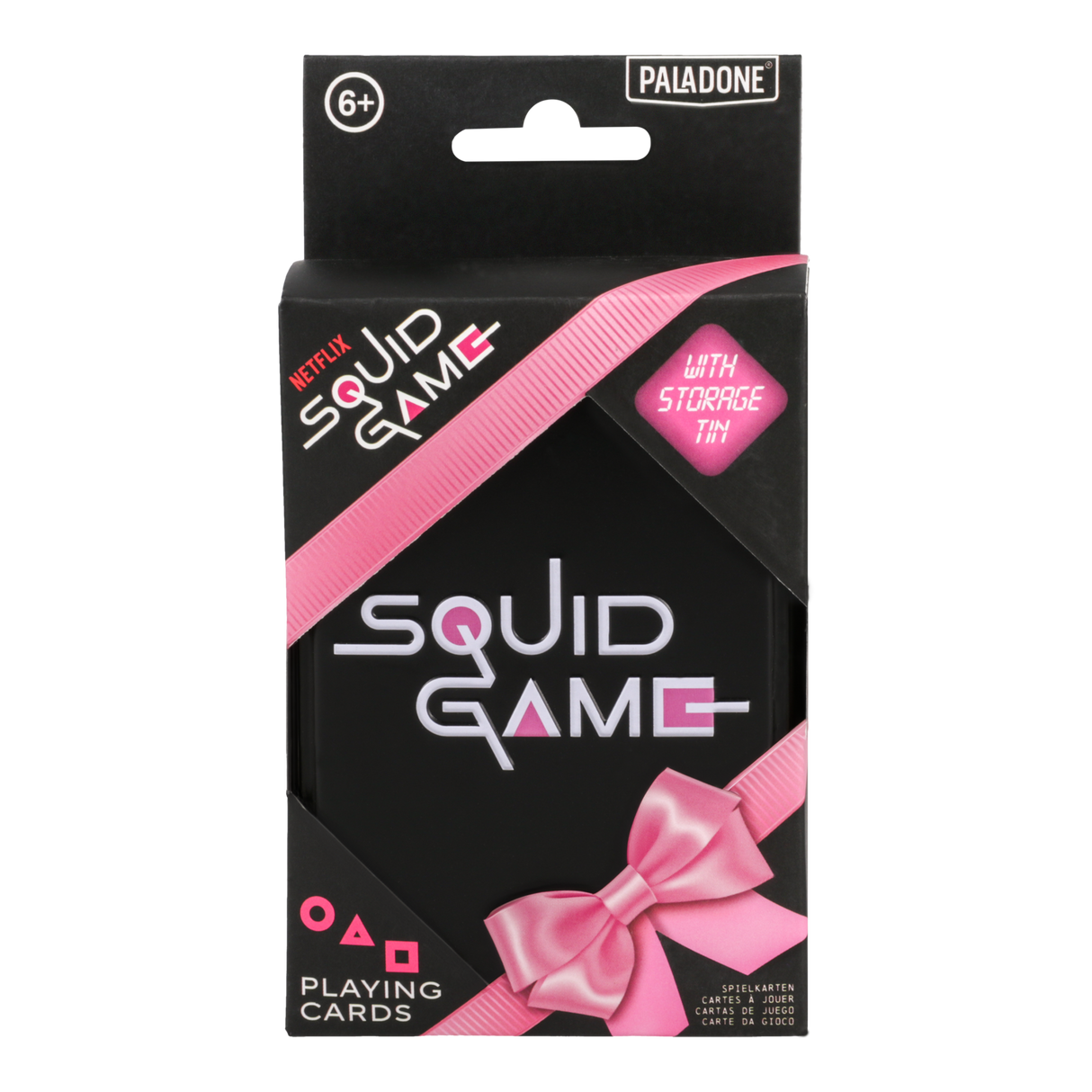 Carti de joc model Squid Game 52 + 2 cutie metalica multicolor licenta oficiala Netflix - Joc de carti