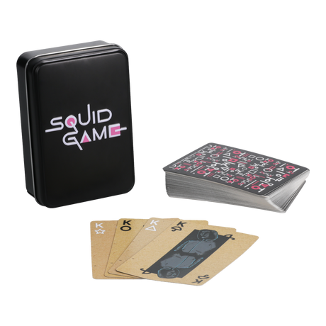 Carti de joc model Squid Game 52 + 2 cutie metalica multicolor licenta oficiala Netflix - Joc de carti