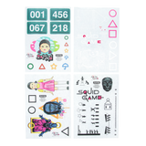 Set Stickere decorative model Squid Game autocolante rezistente la apa adeziv non-toxic 41 buc licenta oficiala Netflix