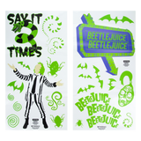 Set Stickere decorative model Beetlejuice 4 pagini autocolante pentru perete 50 buc Halloween licenta oficiala Warner