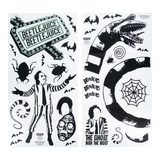 Set Stickere decorative model Beetlejuice 4 pagini autocolante pentru perete 50 buc Halloween licenta oficiala Warner