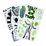 Set Stickere decorative model Beetlejuice 4 pagini autocolante pentru perete 50 buc Halloween licenta oficiala Warner