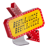 Lampa decorativa model Beetlejuice de veghe noptiera birou sau gaming semn luminos LED forma logo 25 cm licenta