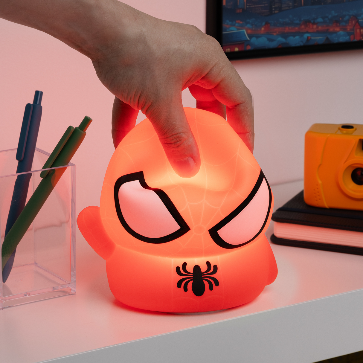 Lampa de veghe pentru copii model Spiderman portabila forma 3D baterie reincarcabila Silicon Non-toxic control