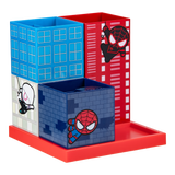 Organizator de birou model Spiderman 4 compartimente 24 aranjari posibile accesoriu ascutitoare multicolor ideal