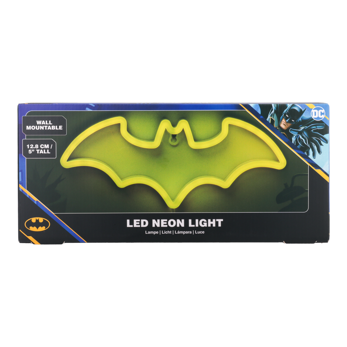 Lampa decorativa model Batman de veghe noptiera birou sau gaming semn luminos LED NEON forma logo inaltime 12.8cm