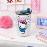 Cana termica de voiaj model Hello Kitty capacitate 350 ml INOX alb-multicolor protectie anti-scurgere licenta oficiala
