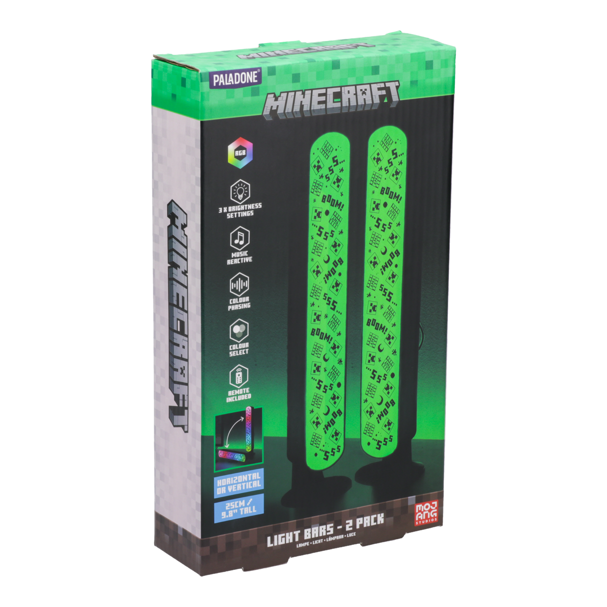 Set 2 buc bara LED model Minecraft multi-color telecomanda orizontal/vertical reactive la muzica 25cm licenta oficiala