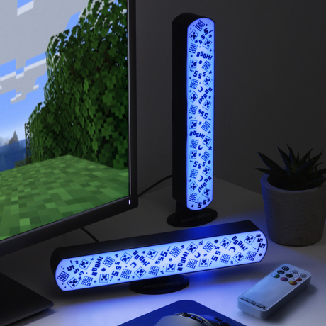 Set 2 buc bara LED model Minecraft multi-color telecomanda orizontal/vertical reactive la muzica 25cm licenta oficiala