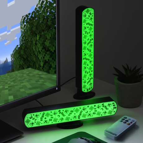 Set 2 buc bara LED model Minecraft multi-color telecomanda orizontal/vertical reactive la muzica 25cm licenta oficiala