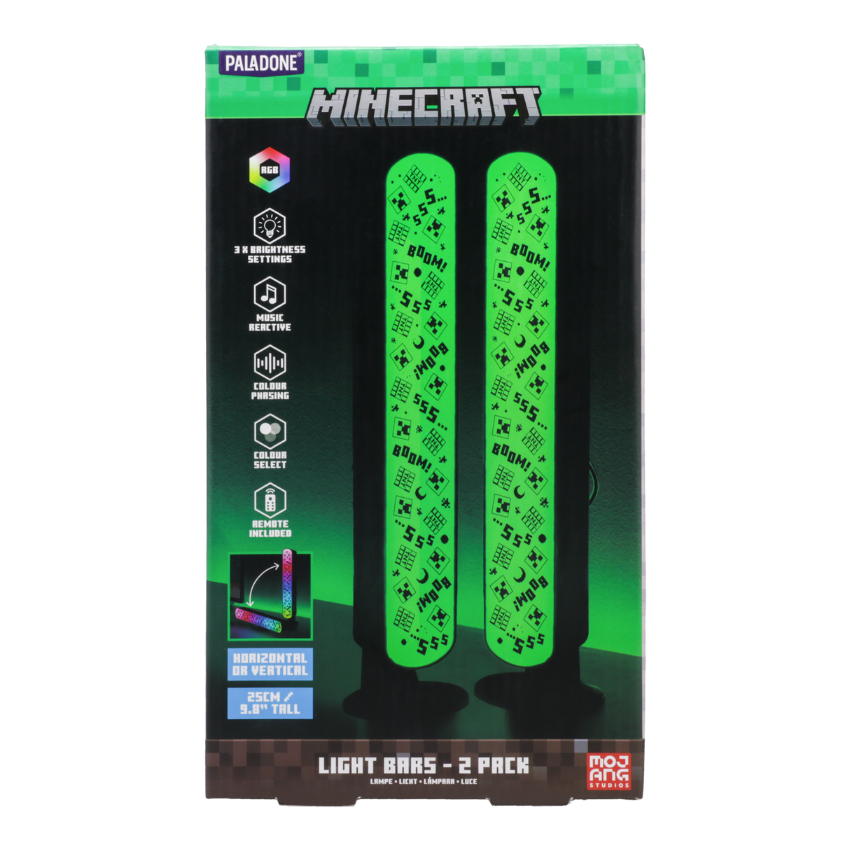 Set 2 buc bara LED model Minecraft multi-color telecomanda orizontal/vertical reactive la muzica 25cm licenta oficiala