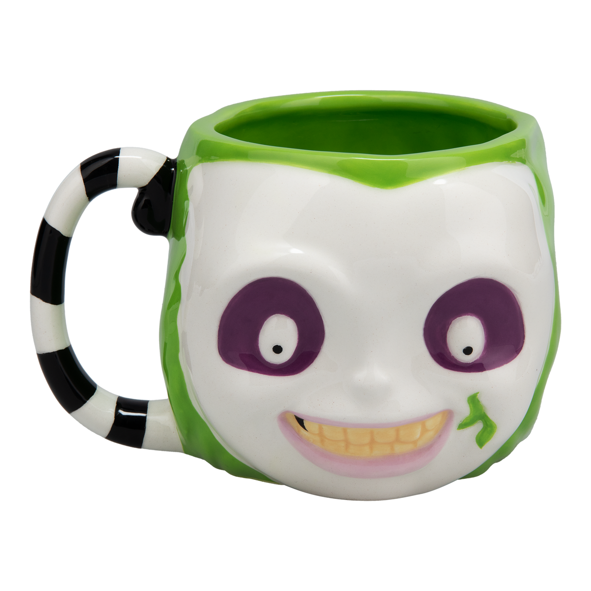 Cana ceramica model Beetlejuice efect 3D alb-verde Capacitate 650ml licenta Warner Bros - Cana