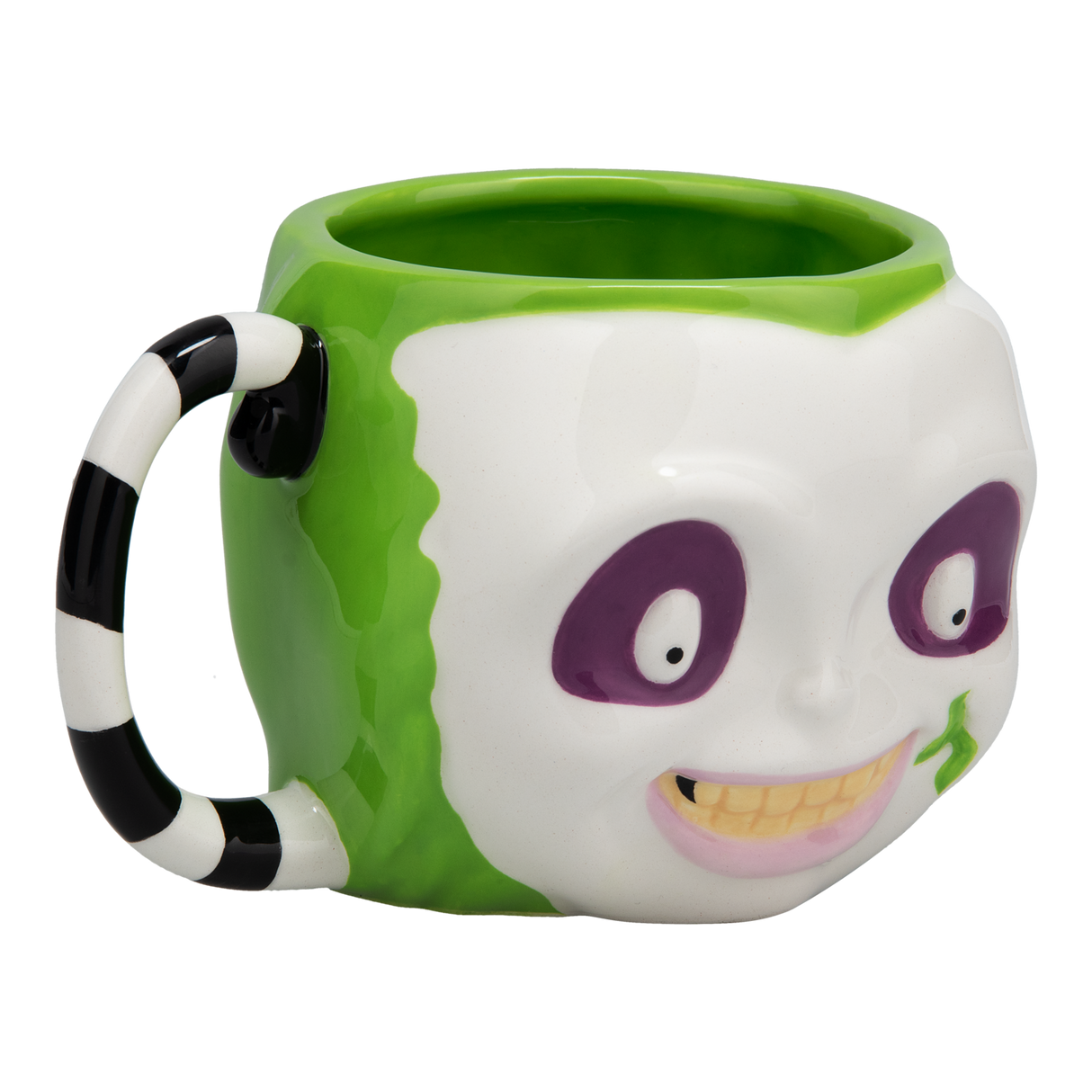 Cana ceramica model Beetlejuice efect 3D alb-verde Capacitate 650ml licenta Warner Bros - Cana
