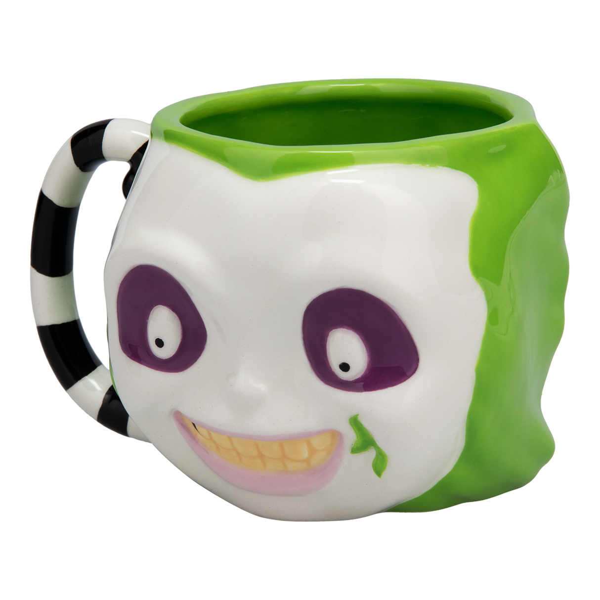 Cana ceramica model Beetlejuice efect 3D alb-verde Capacitate 650ml licenta Warner Bros - Cana