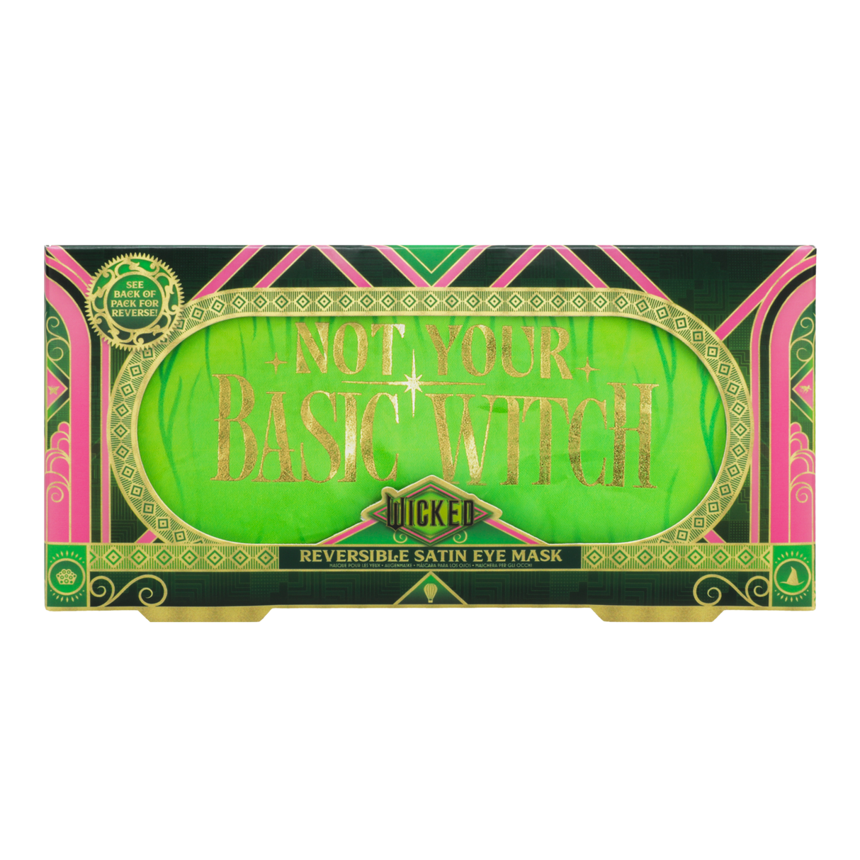 Masca pentru ochi model Wicked pentru somn 2 fete Satin verde/roz licenta oficiala Universal Pictures - Accesorii