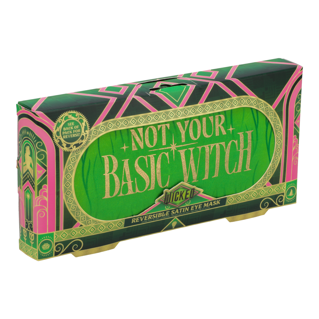Masca pentru ochi model Wicked pentru somn 2 fete Satin verde/roz licenta oficiala Universal Pictures - Accesorii
