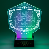 Lampa decorativa model Wicked de veghe noptiera birou sau gaming portabila semn luminos LED forma logo diametru 16cm