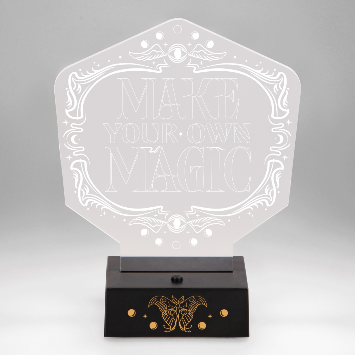 Lampa decorativa model Wicked de veghe noptiera birou sau gaming portabila semn luminos LED forma logo diametru 16cm