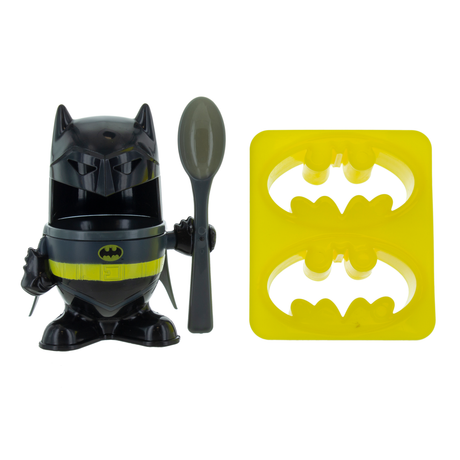 Set Mic Dejun model Batman suport pentru ou si forma decupare paine include lingurita licenta oficiala DC Comics - Set