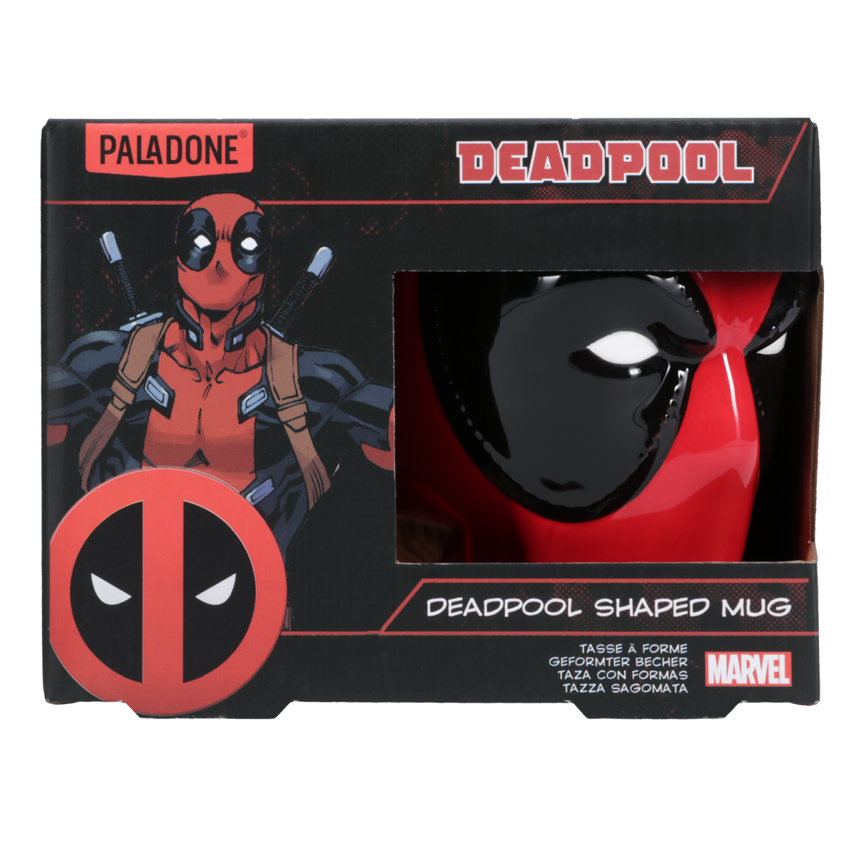 Cana ceramica model Deadpool efect 3D rosu + negru Capacitate 550ml licenta oficiala Marvel - Cana