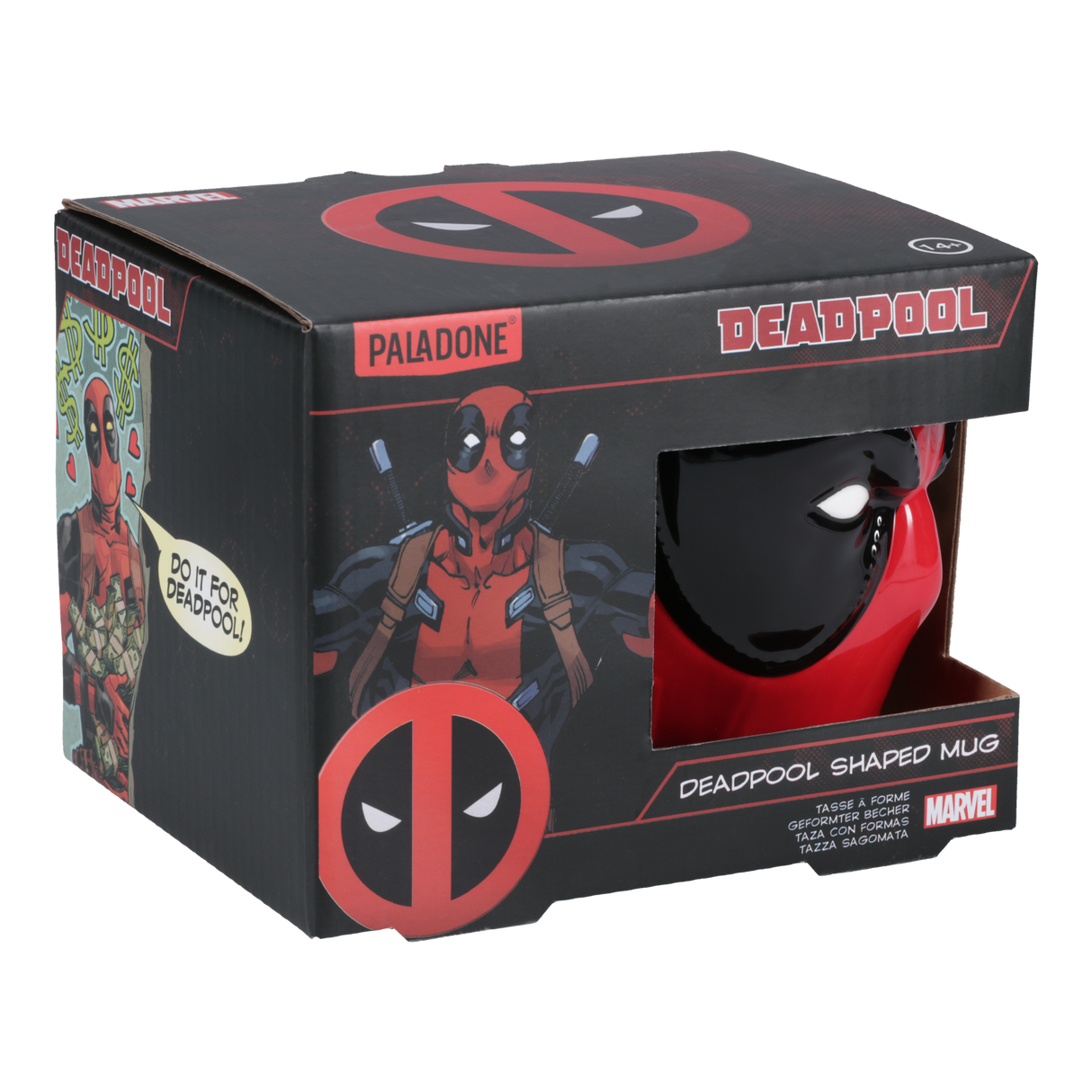 Cana ceramica model Deadpool efect 3D rosu + negru Capacitate 550ml licenta oficiala Marvel - Cana